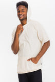 TERRY SHORT SLEEVE HOODED SHIRT - shopwishi 