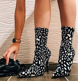 XLL Denim Fabric High Heel Boots for Women