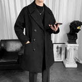 Everland OEM Coat Mens Double Breasted Windbreaker Long Style Woolen Overcoat Blouses Male Winter Fashion Wear