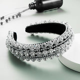Baroque Hand Made Pearl Beading Gemstone Headband for Women