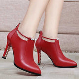 Winter Boots Women Shallow Round Toe Red Women's Boots
