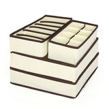 4 Pcs Set Underwear Bra Organizer Storage Box Beige Drawer Closet Organizers Boxes for Underwear Scarfs Socks Bra
