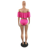 Ladies Off Shoulder Summer Sexy Swimsuit 2 Piece Sets Women Plus Size Swimwear Swimsuit Off Shoulder Sexy Swimwear