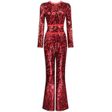 C2404 Factory Price White Red O Neck Pattern Slim Women Casual Jumpsuit