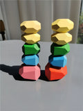 Wooden Rainbow Stacking Balance Stones for Kids Educations