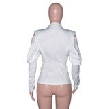 D681W New Design White Cropped Blazer Jacket for Women Puff Sleeve Causal Fashion Blazers Ladies Women