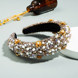 Baroque Hand Made Pearl Beading Gemstone Headband for Women