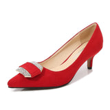 Dress Party Wedding Office Comfortable Low Heels Pointed Toe Pull-On Women's Stiletto High Heels