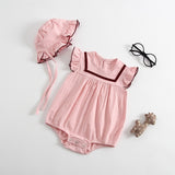 Baby Girls Rompers Newborn Baby Girls Long Sleeve Romper Hat Jumpsuit 2019 Spring Children Kids Outfit Clothes 2pcs Baby Romper