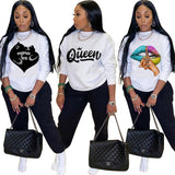 Fall Clothing for Women Print Women Two Piece Set O-Neck Casual 2 Piece Set Long Sleeve Two-Piece Set