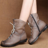 JIANBUDAN/ Genuine Leather Plush Women's Short Boots