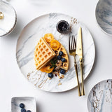 Nordic Creative Bronzing White Gray Marble Pattern Ceramic Tableware Set