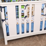 Nursery Crib Bedding Set With Bumper Pad, 100 Percent Cotton Percale Boys Crib Bedding Set With Bumper Pad for US Standard Cot