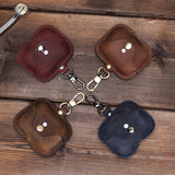 Wholesale Keychain Earphone Charging Case Custom Logo Luxury Genuine Leather Case Cover for Apple Airpod Case