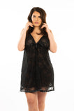 Black Double Layer Lace Babydoll with Thong Sizes 26-28, 30-32 - shopwishi 