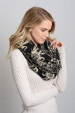 Soft Black & Ivory Elephant Print Scarf