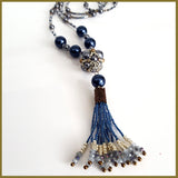 "NEW" Blue Beaded Tassel Hematite - shopwishi 