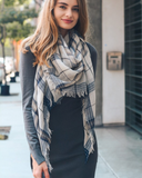 Navy Mix Plaid Lightweight City Scarf