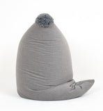 light GRAY sewn bean bag with WOOLEN BUBBLE