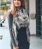 Navy Mix Plaid Lightweight City Scarf