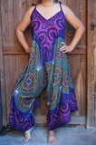Purple Mandala Boho Hippie Jumpsuit Rompers - shopwishi 