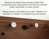 Small Jewelry Rack, Reclaimed Wood, Wall Mountable