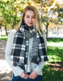 Black & White Classic Plaid Blanket Scarf
