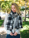 Black & White Classic Plaid Blanket Scarf