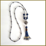 "NEW" Blue Beaded Tassel Hematite - shopwishi 