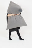 light GRAY sewn bean bag with WOOLEN BUBBLE