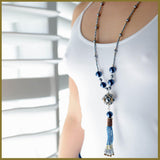 "NEW" Blue Beaded Tassel Hematite - shopwishi 