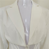 A4510 2021 New Arrivals White v Neck See Through Mesh Long Sleeve Woman Blazer Dress
