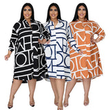 GQ3134 Plus Size Fall Women Clothing Printed Shirt Dress New Plus Sizes Women Clothing Casual Plus Size Women Clothing