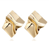 Round Shaped Golden Earrings Simple Metal Vintage Earrings