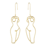 Unique Artsy Abstract Lady Breast Statement Hoop Earrings for Women Van Gogh Hollow Outline Body Earrings 2020 Femme Bijoux