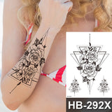 Tattoo Sticker Flower Big Body Art Waterproof Temporary Sexy Thigh Tattoos for Woman Tattoo Fake Water Black Sketch Line Sleeve