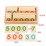 Children Wooden Montessori Number Digital 1-9000 Cards Educational Toys