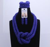 Chunky Women Royal Blue African Beads Bridal Jewelry Sets for Wedding Nigerian Beads Necklace Earrings Bracelet Set of Jewelry