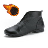 V Neck Concise Monk Shoes Women's Genuine Leather Ankle Boots Slip on