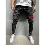 Wholesale 2020 Slim-Fit Ripped Holes New Men's Painted Paint Jeans Patch Beggar Little Feet Pants Jumbo Size S-3xl