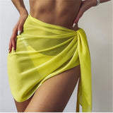 2021 Sexy Women Chiffon Swimwear Pareo Scarf Cover Up Wrap Kaftan Sarong Beach Wear 18 Color Bikinis Cover Ups Sexy Skirts