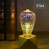 E27 RGB Neon Light AC 110v-220v Glass LED Lamp Bulbs 3D Fireworks Effect Neon Sign for Wedding Holiday Home Decoration Lighting