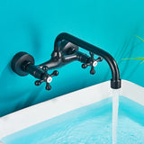 Rozi Wall-Mounted Dual Handle Black Basin for Bathrooms