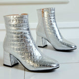 Snake Leather Women's Ankle Boots Autumn Winter Short Boots Women Shoes