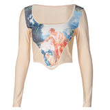 ORT093339G New Design Fall Winter Slim Ladies Printed Long Sleeve