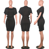 Fall Fashion Ladies Bodycon Plus Summer Dress Short Size Sleeve Women Office Dresses