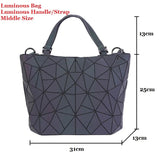 Luminous Hologram Geometry Tote Quilted Shoulder Crossbody Handbag for Women