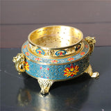 Incense Burner Incense Stick Holder Metal Tibetan Style Painted Enamel Zinc Alloy Coil Incense Crafts Home Office Decoration