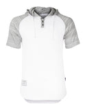 Zimego Short Sleeve Raglan Semi Longline Hoodie T-Shirt