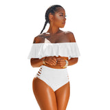 Ladies Off Shoulder Summer Sexy Swimsuit 2 Piece Sets Women Plus Size Swimwear Swimsuit Off Shoulder Sexy Swimwear